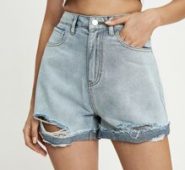 Ripped Denim Shorts