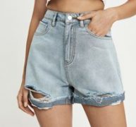 Ripped Denim Shorts