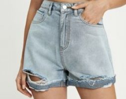 Ripped Denim Shorts