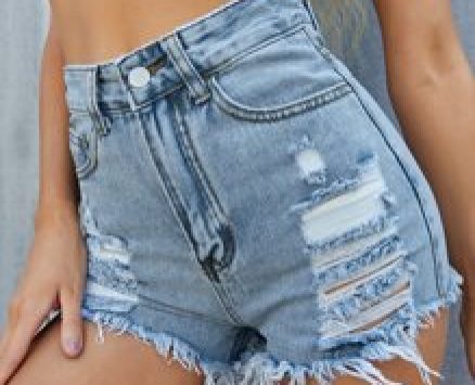 Ripped Raw Hem Denim Shorts