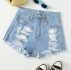 Ripped Raw Hem Denim Shorts