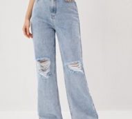 Ripped Straight Leg Jeans