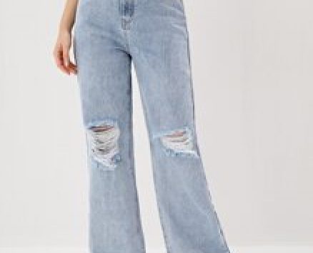 Ripped Straight Leg Jeans