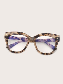 Rivet Decor Tortoiseshell Frame Glasses