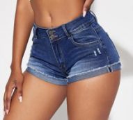 Roll Hem Ripped Detail Denim Shorts