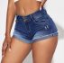 Roll Hem Ripped Detail Denim Shorts