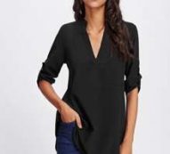 Roll Tab Sleeve Curved Hem Longline Top