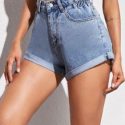 Rolled Hem Denim Shorts