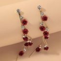 Rose Decor Long Strip Drop Earrings