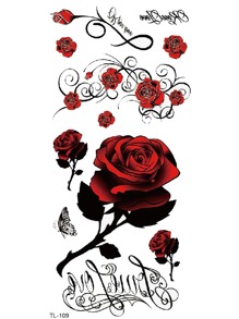 Rose & Letter Tattoo Sticker