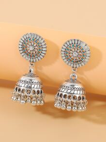 Round Ball Tassel Drop Jhumka Earrings