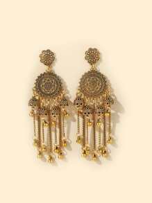 Round Ball Tassel Jhumka Drop Earrings