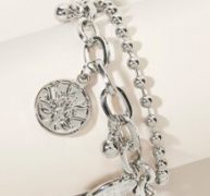 Round Charm Layered Bracelet 1pc