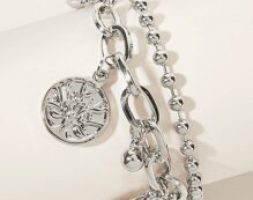 Round Charm Layered Bracelet 1pc