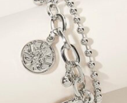 Round Charm Layered Bracelet 1pc