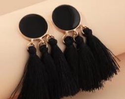 Round Charm Tassel Drop Earrings
