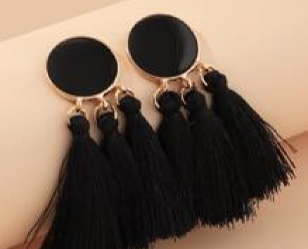 Round Charm Tassel Drop Earrings