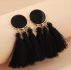 Round Charm Tassel Drop Earrings