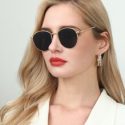 Round Frame Sunglasses With Case