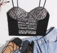 Ruched Front Lace Panel Cami Top