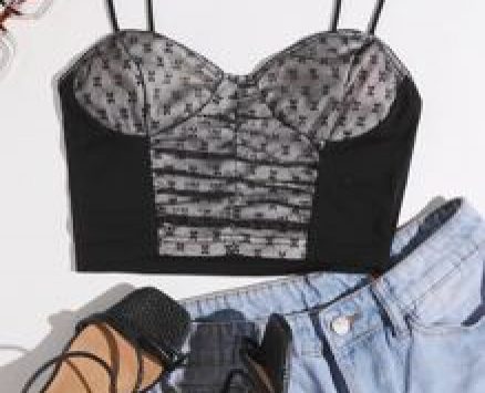 Ruched Front Lace Panel Cami Top