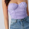 Ruched Mesh Bustier Cami Top