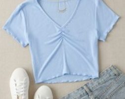 Ruched Ribbed Crop Top