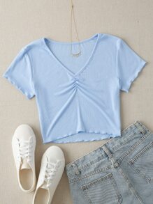 Ruched Ribbed Crop Top