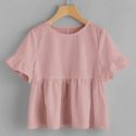 Ruffle Cuff Solid Smock Top