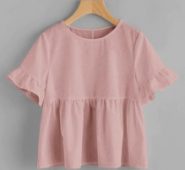 Ruffle Cuff Solid Smock Top