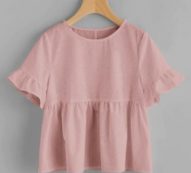 Ruffle Cuff Solid Smock Top