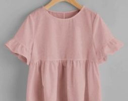 Ruffle Cuff Solid Smock Top