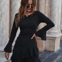 Ruffle Hem Flounce Sleeve Dress