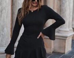 Ruffle Hem Flounce Sleeve Dress