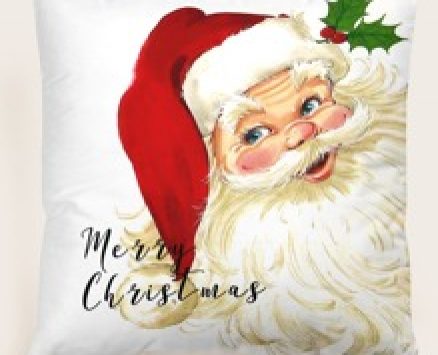 Santa Claus Print Cushion Cover Without Filler