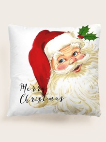 Santa Claus Print Cushion Cover Without Filler