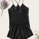 Satin Cami Top With Shorts PJ Set