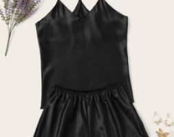 Satin Cami Top With Shorts PJ Set