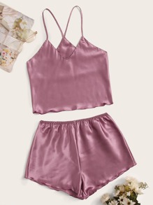 Satin Cami With Shorts PJ Set