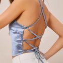 Satin Lace-Up Cropped Cami Top