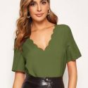 Scallop Neck Solid Top