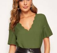 Scallop Neck Solid Top