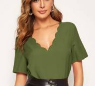 Scallop Neck Solid Top
