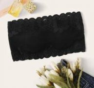 Scallop Trim Lace Bandeau Bralette