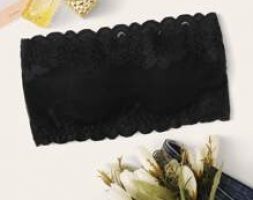 Scallop Trim Lace Bandeau Bralette