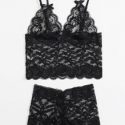 Scallop Trim Lace Lingerie Set