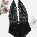 Scalloped Trim Floral Lace Teddy Bodysuit