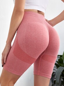 Seamless Contrast Panel Biker Shorts