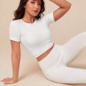 Seamless High Stretch Solid Raglan Sleeve Sports Set