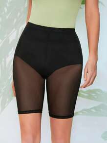 Sheer Mesh Biker Shorts Without Knicker Insert